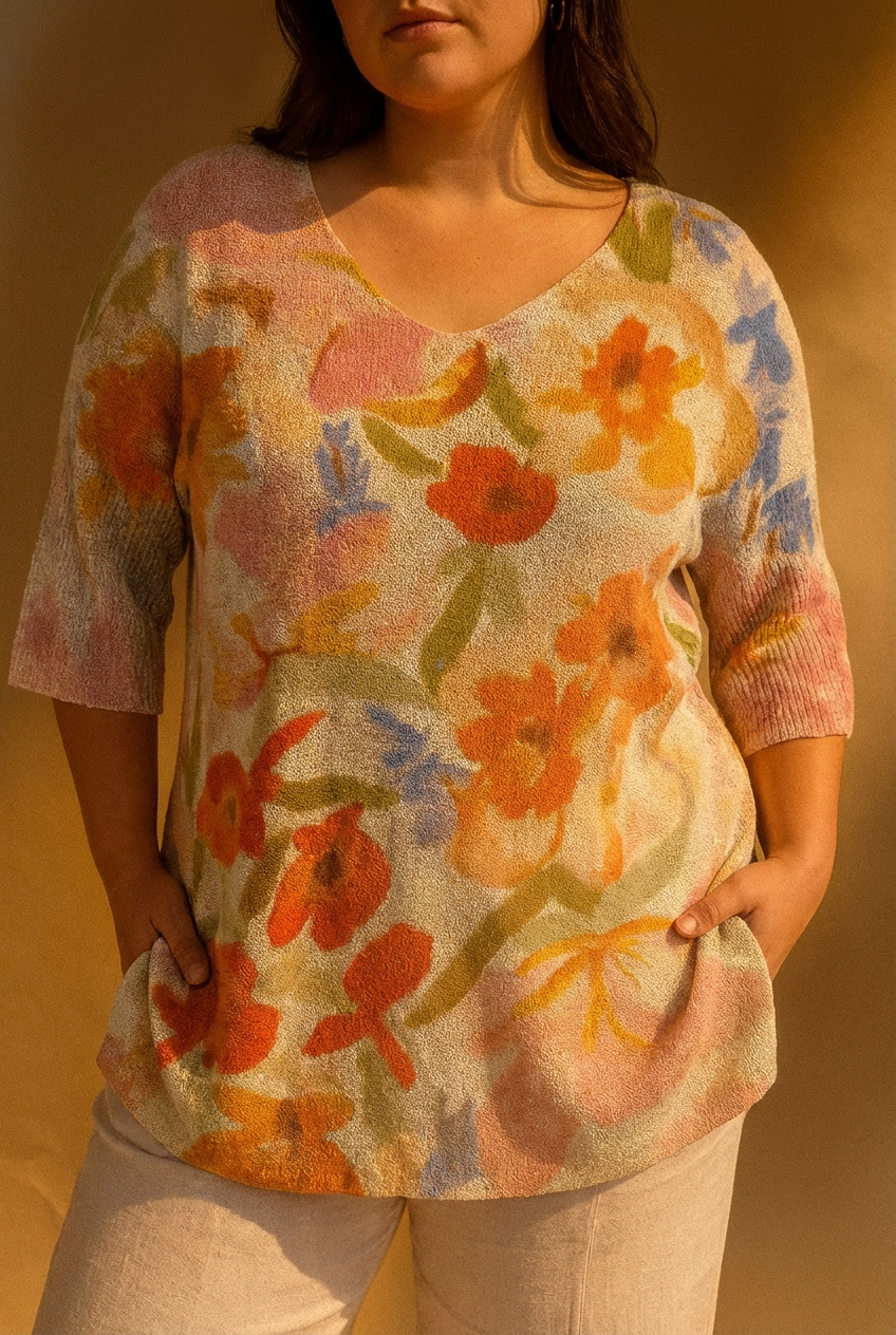 Irene | Top de Punto Floral Vintage