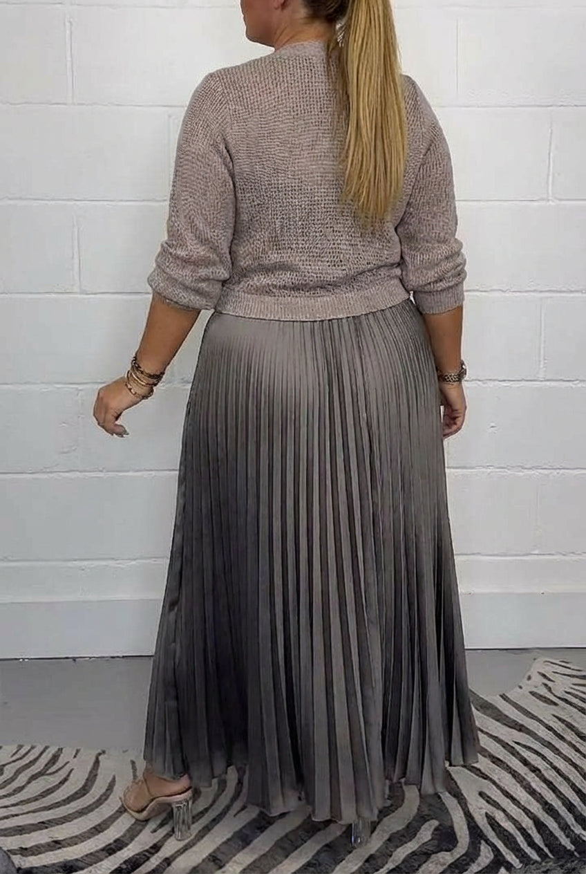 CLAUDIA | VESTIDO MAXI CON CĂRDIGAN Y PLIEGUES