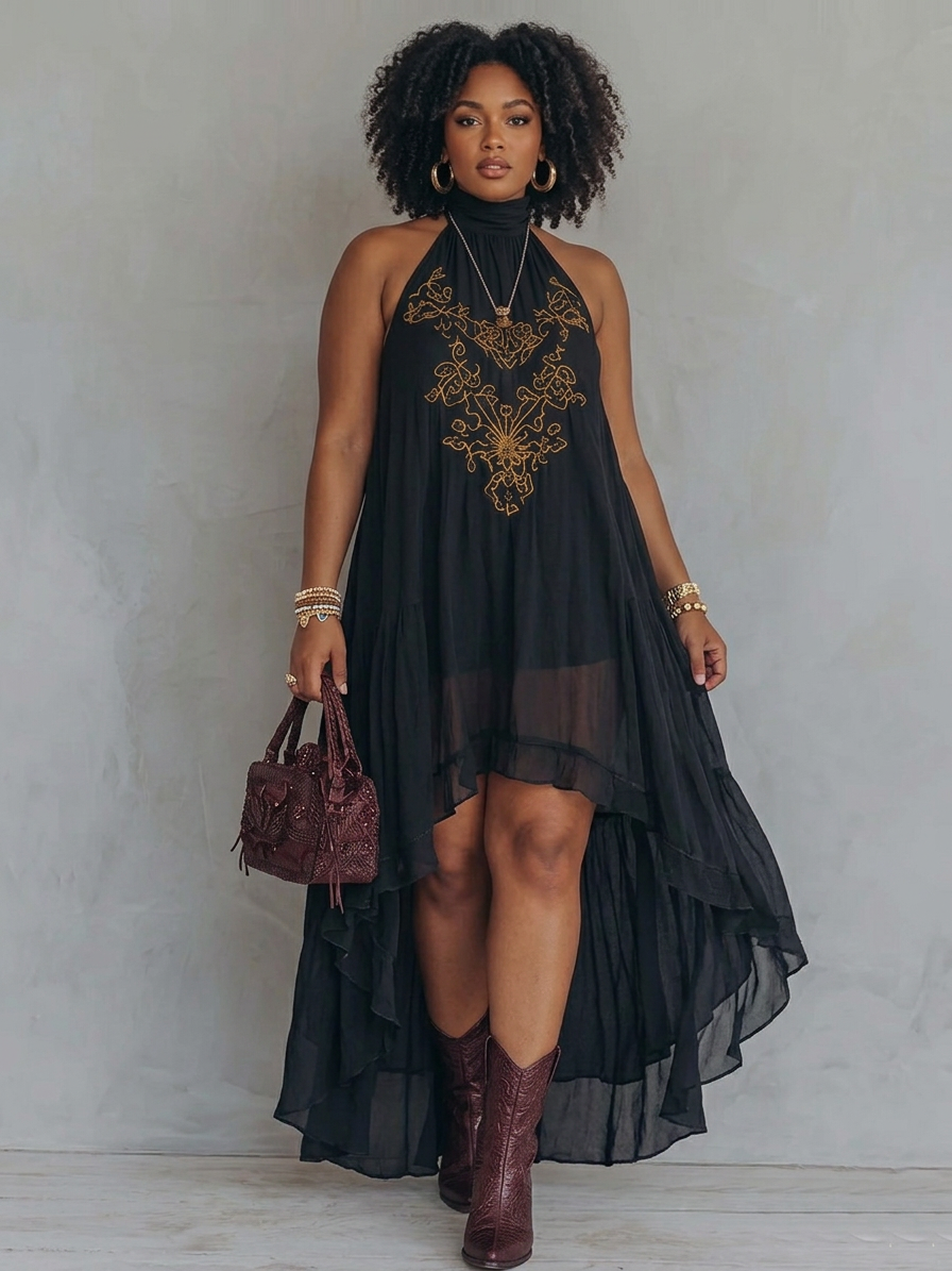 Zahara | Vestido Maxi Bordado