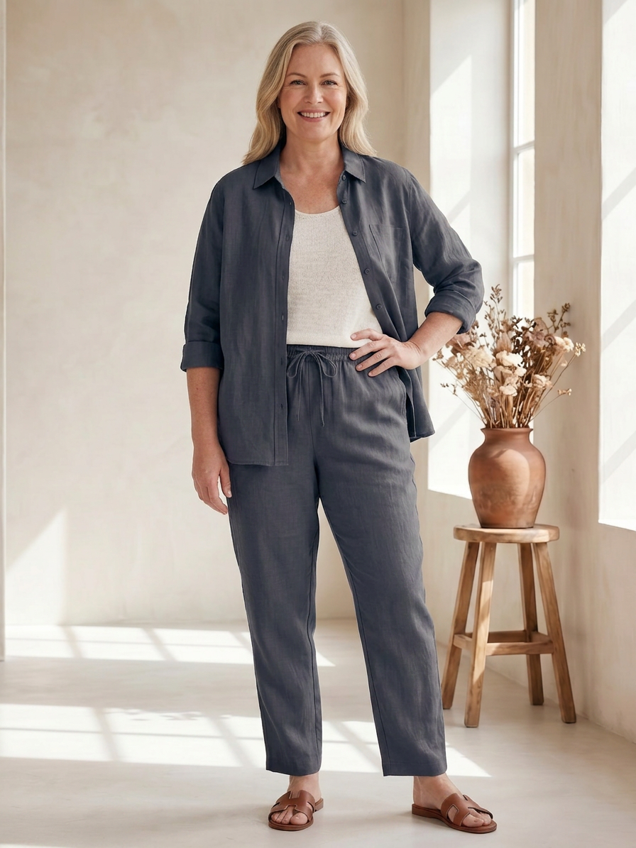 Noor | Conjunto Camisa Manga Larga y Pantalón Recto