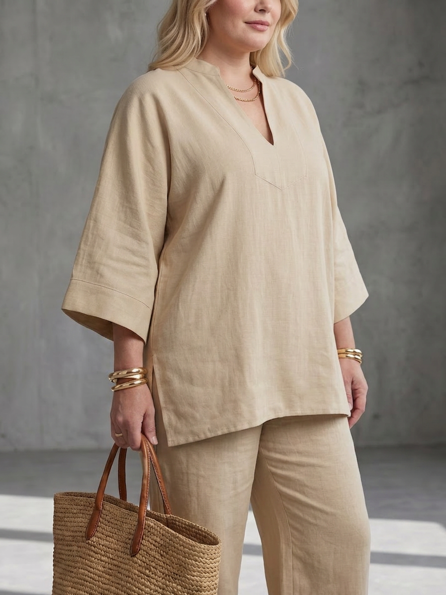 Georgiana | Conjunto Túnica Escote V y Pantalón Fruncido