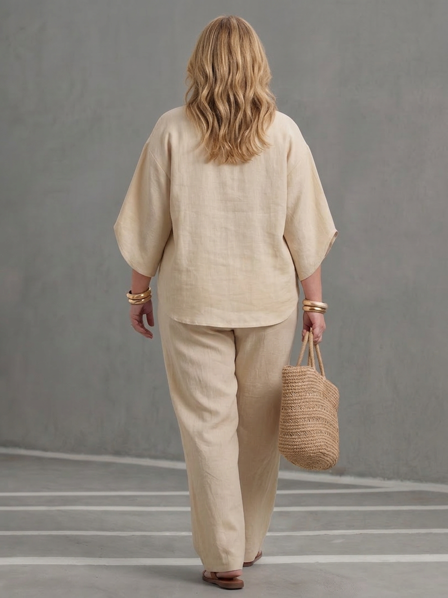 Amity | Conjunto Túnica Abotonada con Pantalón Ancho