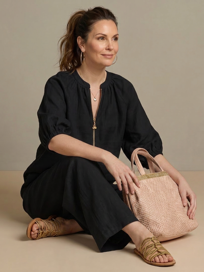 Natalia | Conjunto Top Globo con Cremallera y Pantalón Ancho