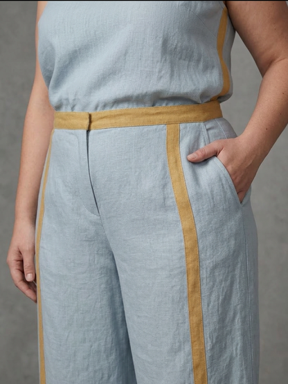 Inara | Conjunto Top Sin Mangas y Pantalón Ancho en Contraste