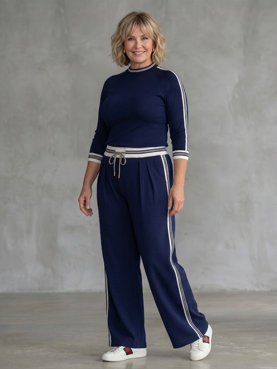 Eirlys | Conjunto Top Ajustado Manga Larga y Pantalón Ancho