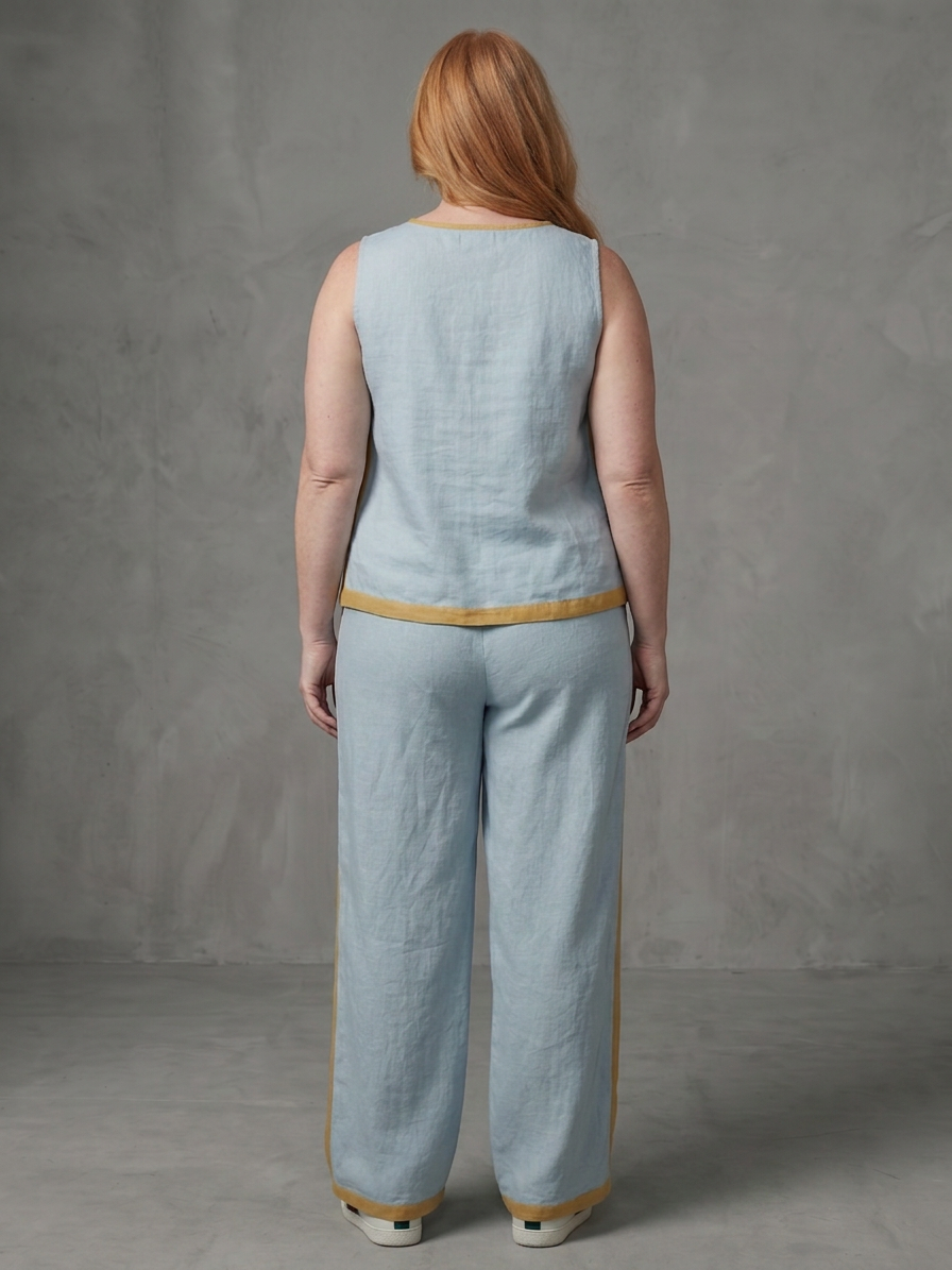 Inara | Conjunto Top Sin Mangas y Pantalón Ancho en Contraste