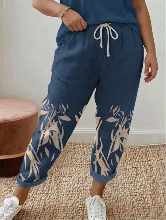 Naomi | Pantalones de Estar con Estampado Botánico Nocturno