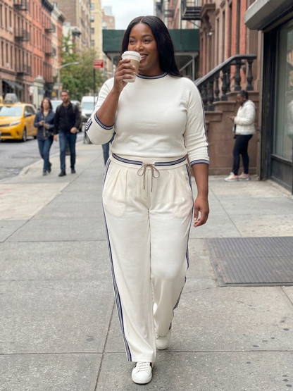 Eirlys | Conjunto Top Ajustado Manga Larga y Pantalón Ancho