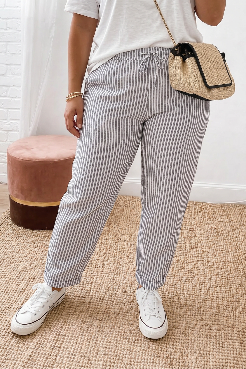 Riley | Pantalones Relajados con Rayas Clásicas