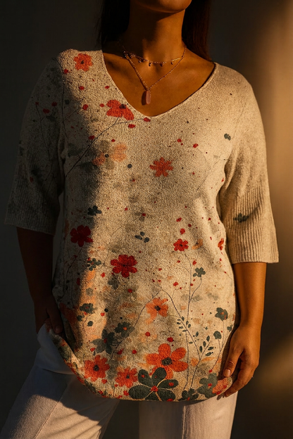 Rosa | Top de Punto Estampado Floral