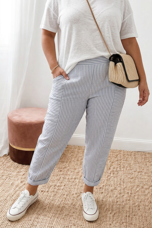 Sage | Pantalones Cómodos con Rayas Minimalistas