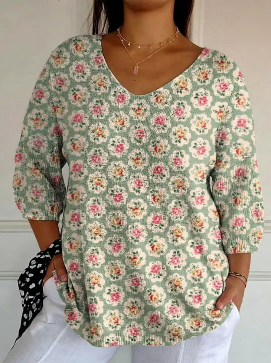 Marta | Top de Punto Étnico Floral