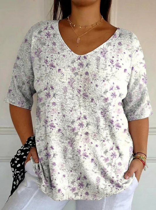Olga | Top de Punto Flores Vintage