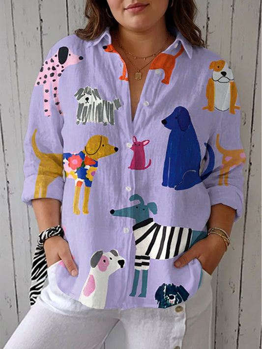 Prenda Gillian – Playful Dog Print Blouse