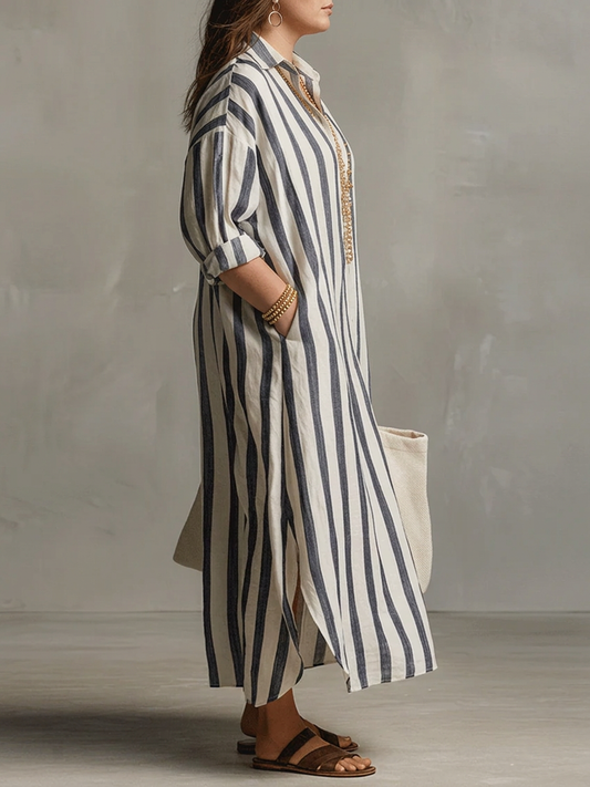 Liora | Vestido Maxi Oversized de Rayas