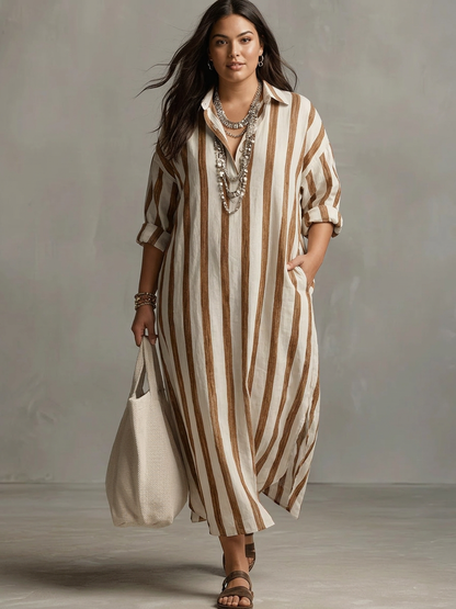 Liora | Vestido Maxi Oversized de Rayas