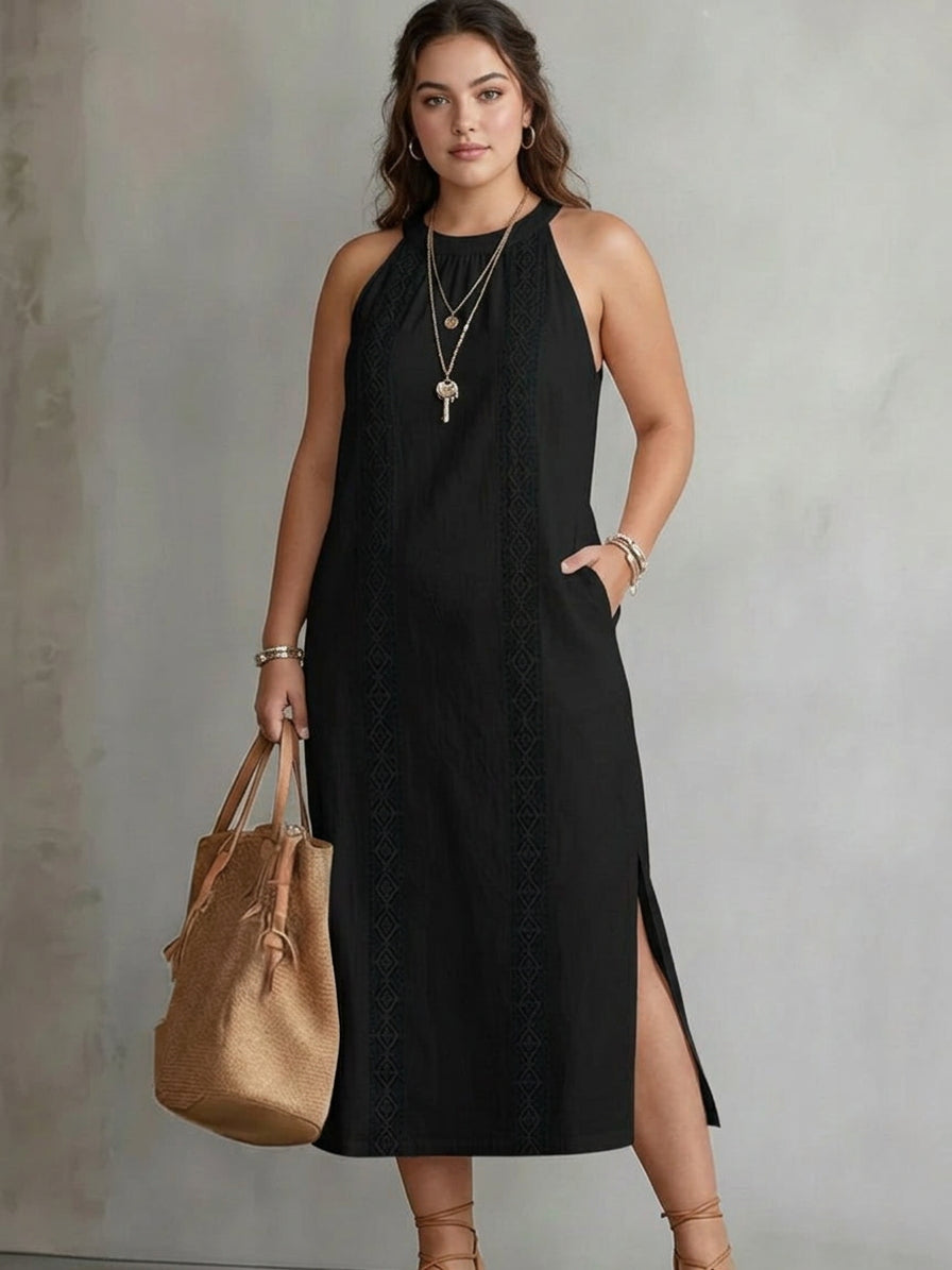 Celine | Vestido Midi Sin Mangas con Encaje