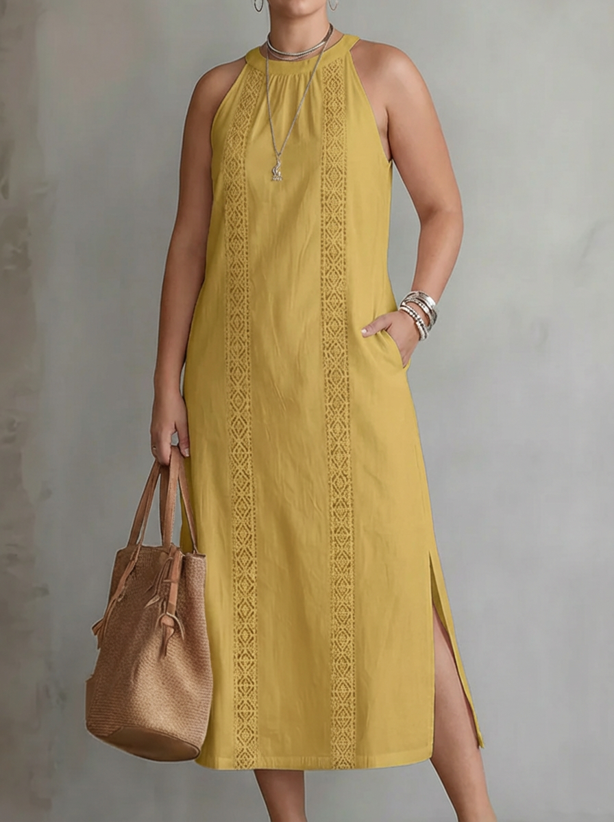 Celine | Vestido Midi Sin Mangas con Encaje