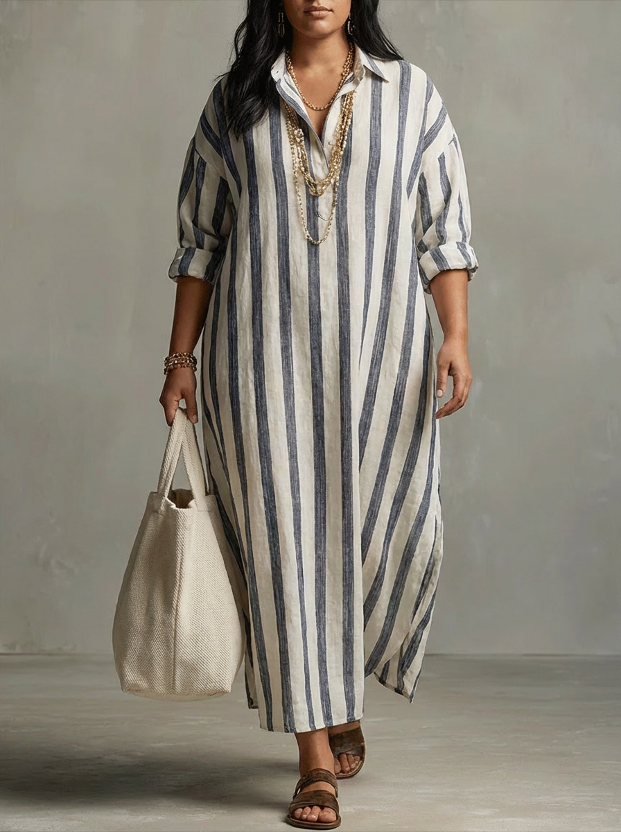 Liora | Vestido Maxi Oversized de Rayas