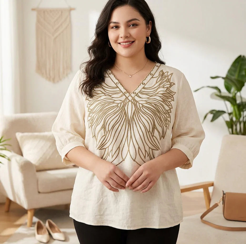 Top de Algodón con Escote en V Olivia
